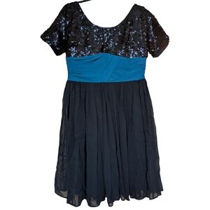 See By Chloe Black Teal Sash Sequin  Dress M